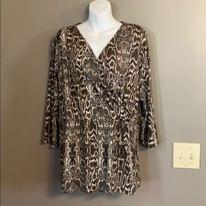 1X Calvin Klein Snake Print Blouse spandex/poly